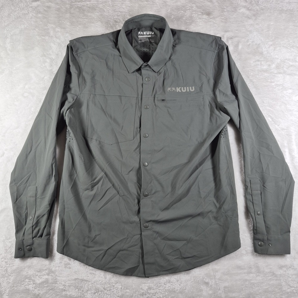 KUIU Mesa Long Sleeve Shirt Men's Medium Gray Hunting Venting UPF 50+ Outdoors